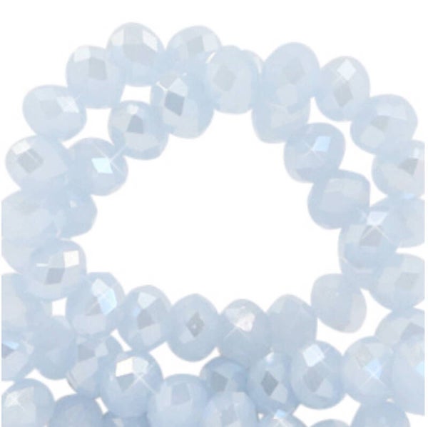 Facet kralen 4x3mm Ice blue pearl shine coating