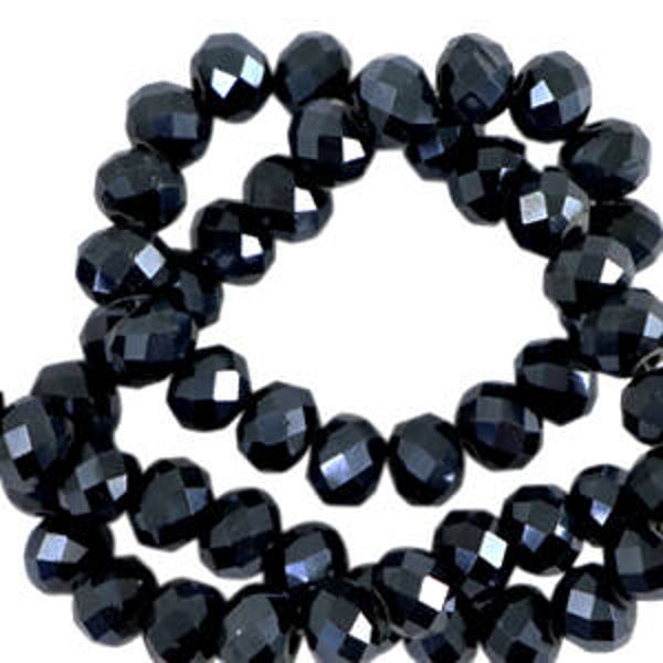 Facet kralen 4x3 mm black pearl shine coating