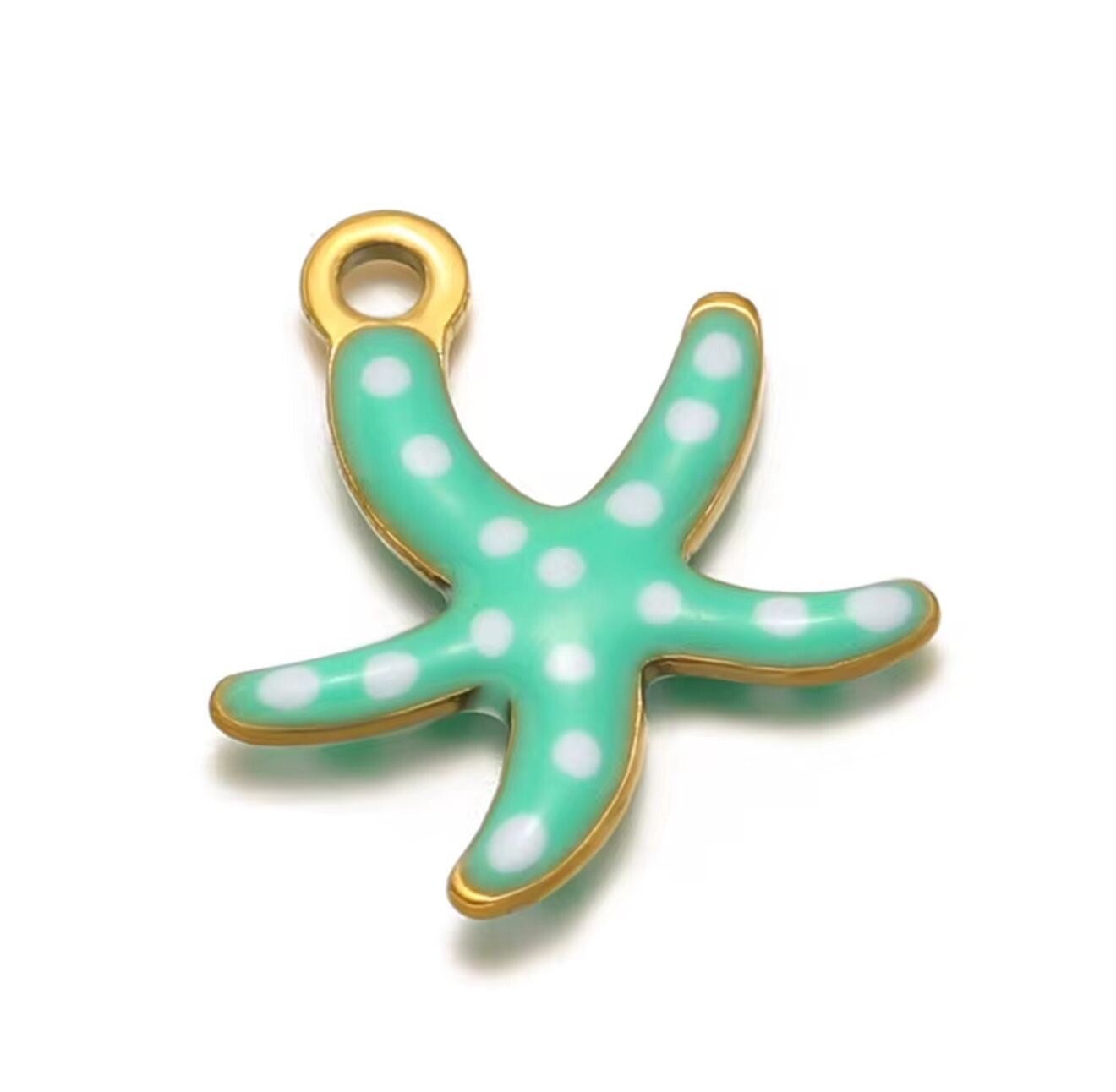 Stainless steel bedel zeester dots- groen wit goud
