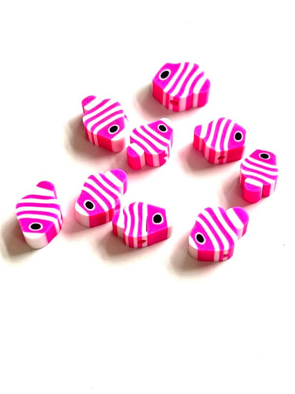 Polymeer kralen vis Roze / Wit