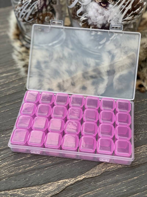 Opberg doos met 28 vakjes roze 