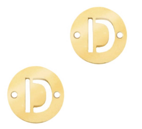 Stainless steel initial coin 10mm D goud