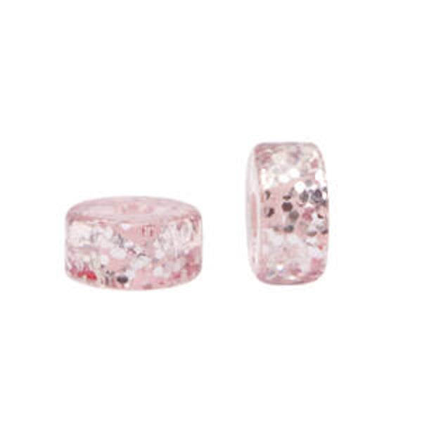 Polaris kralen disc 6mm Glitter Hortensia pink