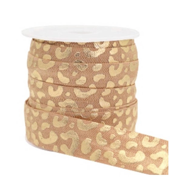 Ibiza elastisch lint camel leopard gold