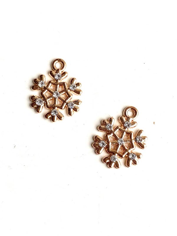 Kerst Bedel / Hanger sneeuw vlok zirkonia Goud