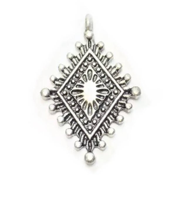 Bedel / hanger metaal ruit dots zilver 