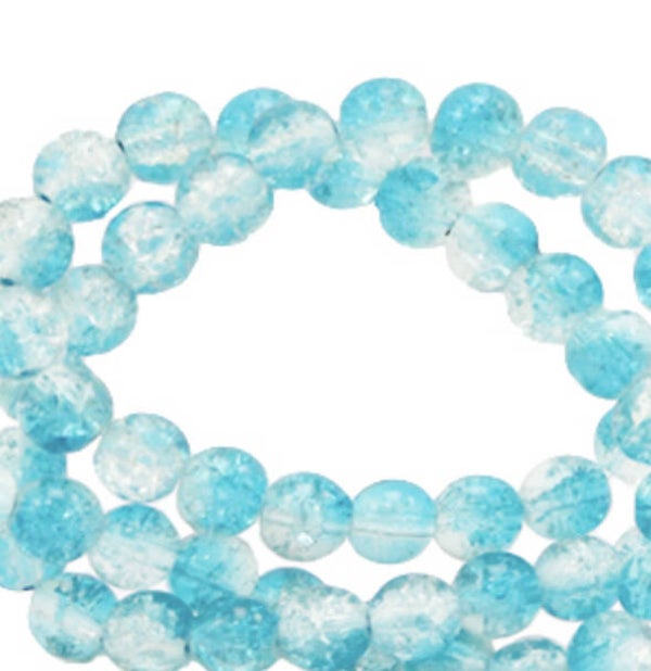 Glaskralen mat crackle cyan blue
