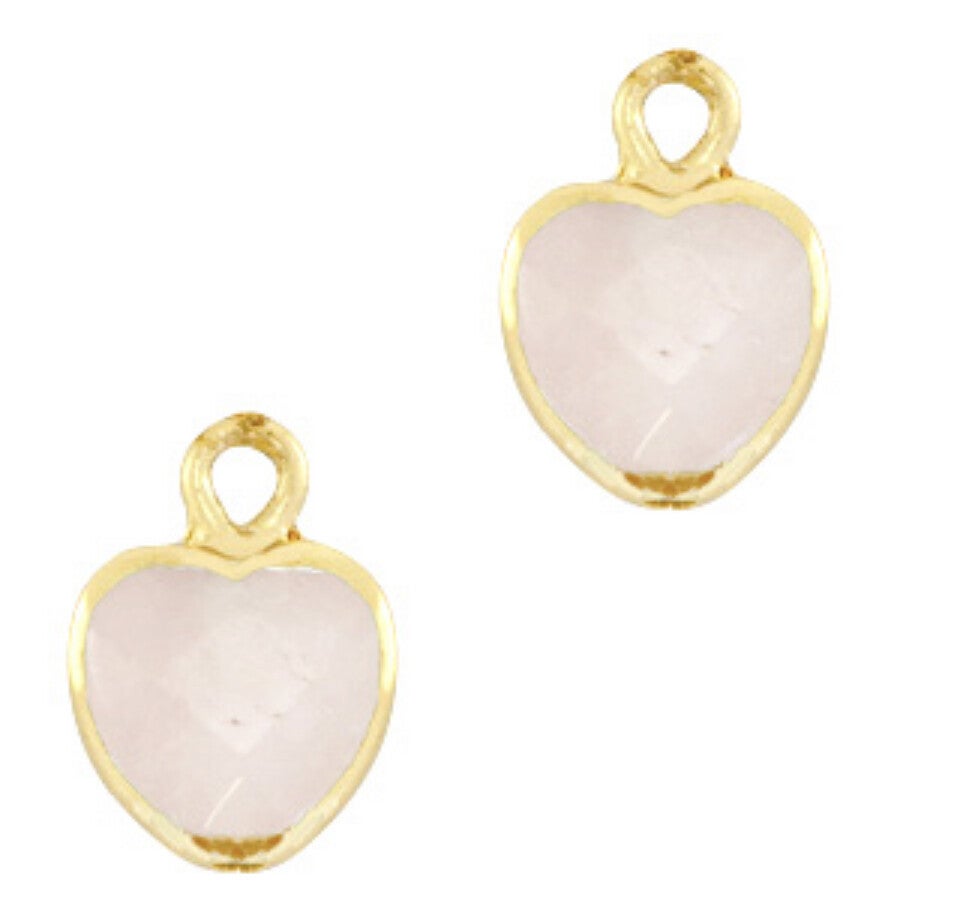Natuursteen hanger heart white rose - Gold