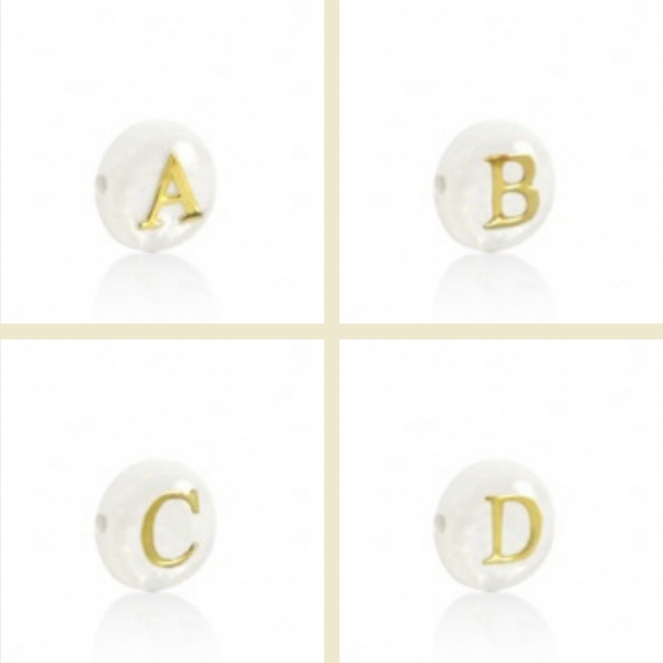 Schelp kralen letters gold-white