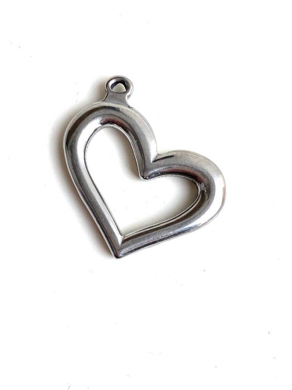 Stainless steel bedel heart zilver
