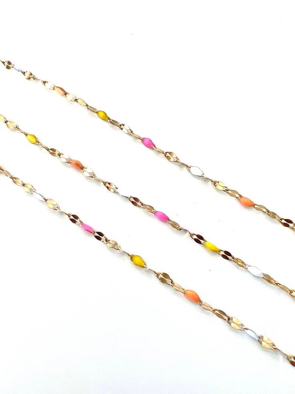 Stainless steel jasseron multicolor pink - gold 2,5mm