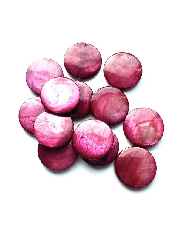 Schelp disc Bordeaux rood 14x2mm