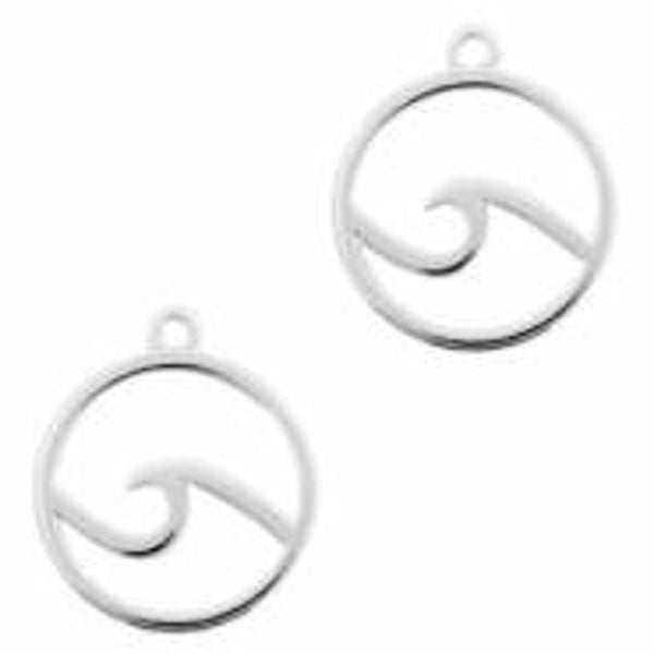 DQ wave rond 20mm Antiek zilver