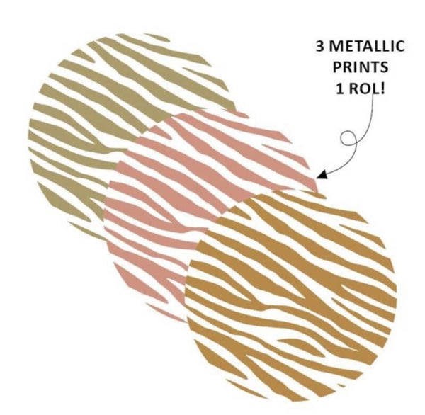 Stickers metallic 3 assorti Zebra 