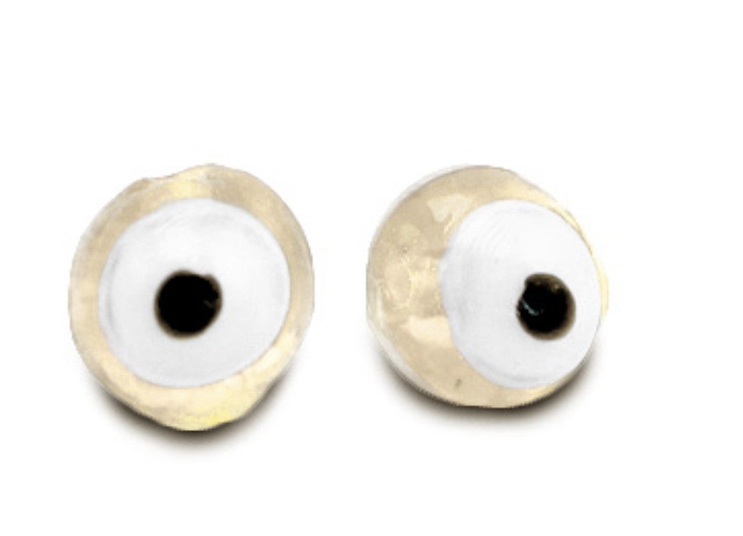 Evil Eye glaskralen 6mm Off white 