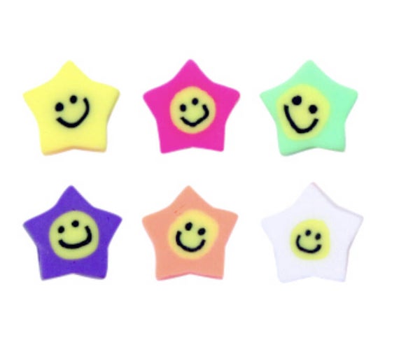 Polymeer star smiley kralen 9mm