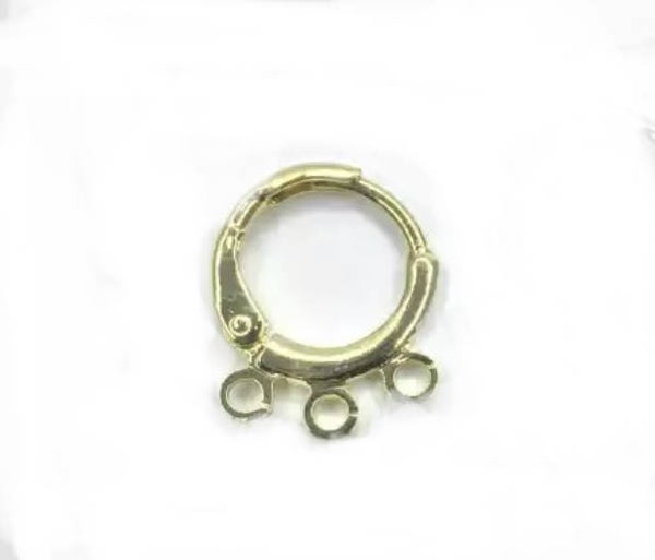 Oorbel hangers rond met 3 oogjes goud 