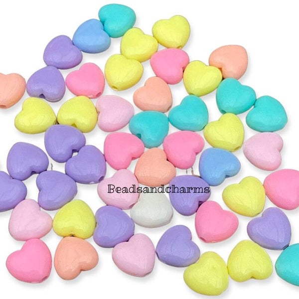 Hartjes kralen acryl milticolor pastel