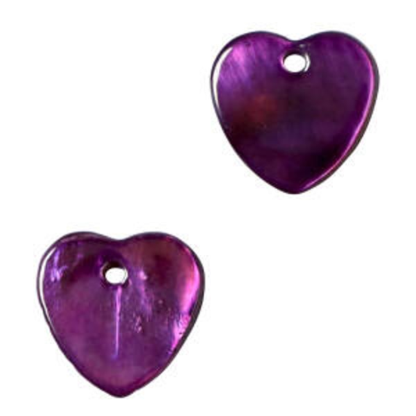 Schelp hanger heart dark purple