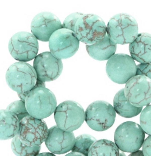 6mm natuursteen kralen mat turquoise blue