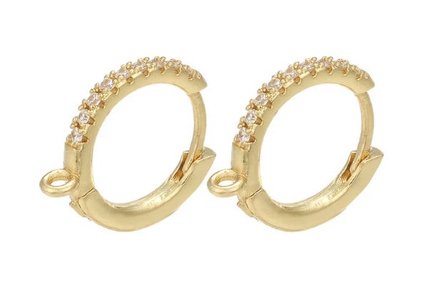 Metaal oorringen met oog zirconia goud