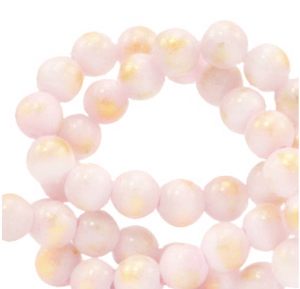 4mm natuursteen kralen jade soft pink gold