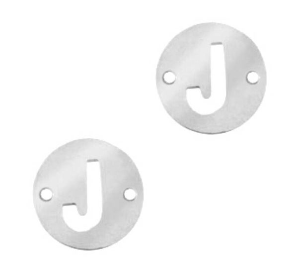 Stainless steel initial coin 10mm J zilver