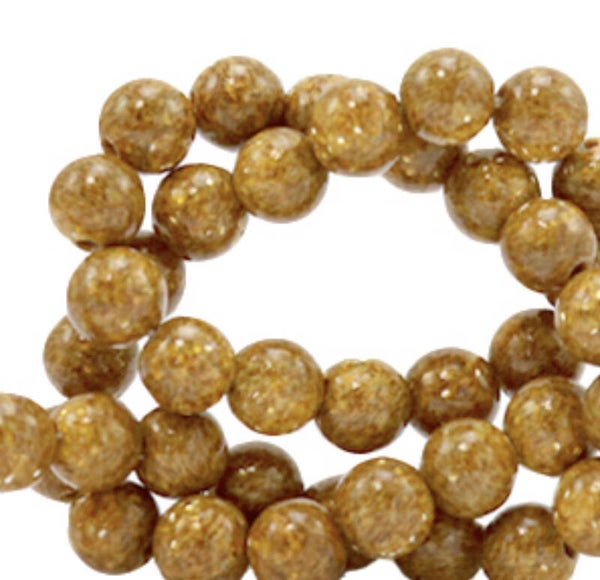 6mm natuursteen kralen Jade Caramel Brown Gold