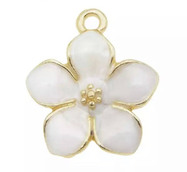 Bedel flower emaille Gold - White