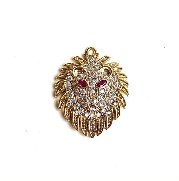 Zirkonia bedel leeuw 24x32mm Goud