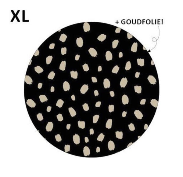 Sticker dots zwart goud xl 65mm