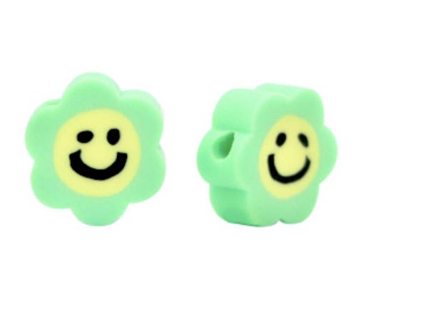 Polymeer kraal bloem smiley green