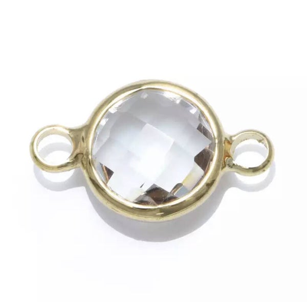 Glas facet tussenstuk Gold - crystal white