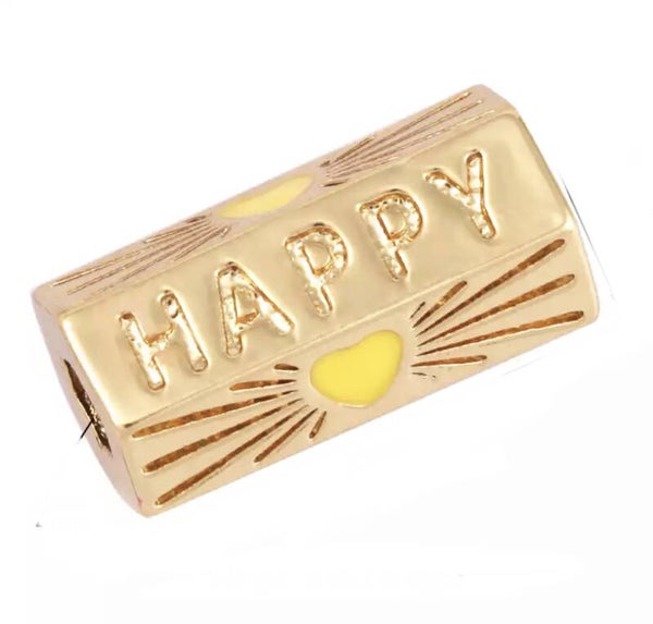 Message beads Happy yellow / Gold