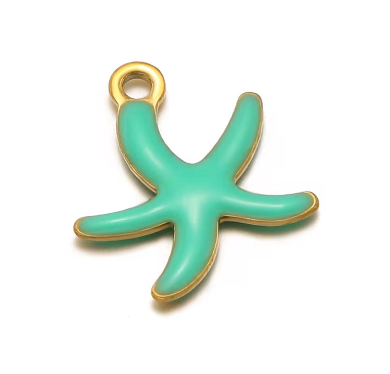 Stainless steel bedel zeester - groen goud