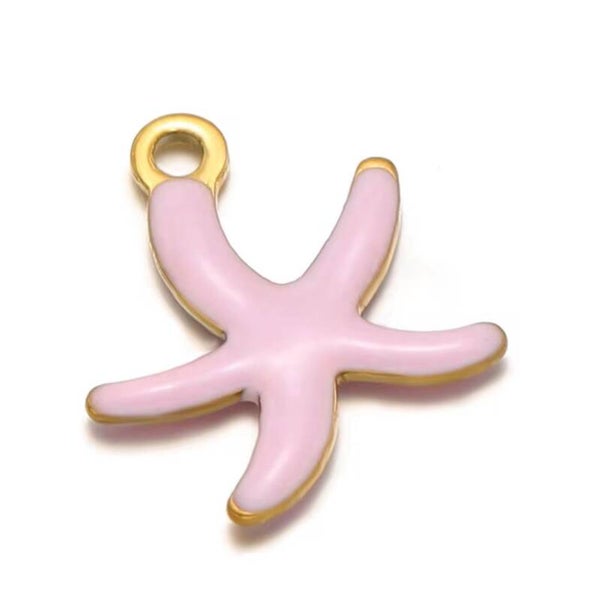 Stainless steel bedel zeester- roze goud