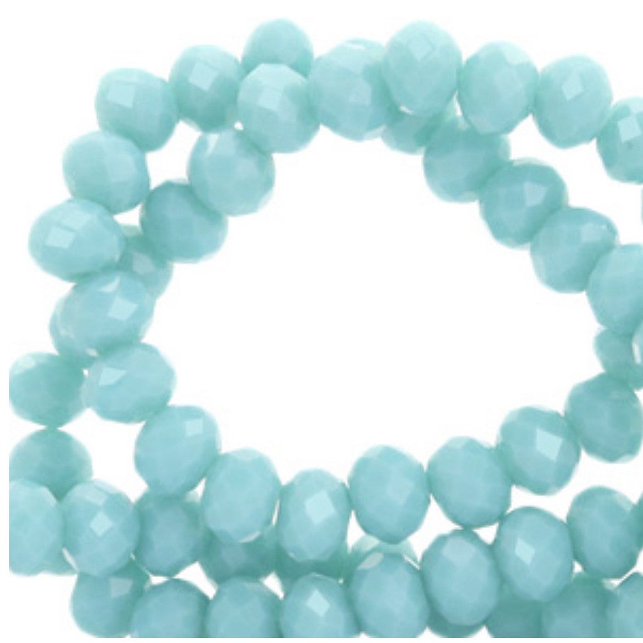 Facet kralen top quality disc 6x4mm turqoise blue pearl