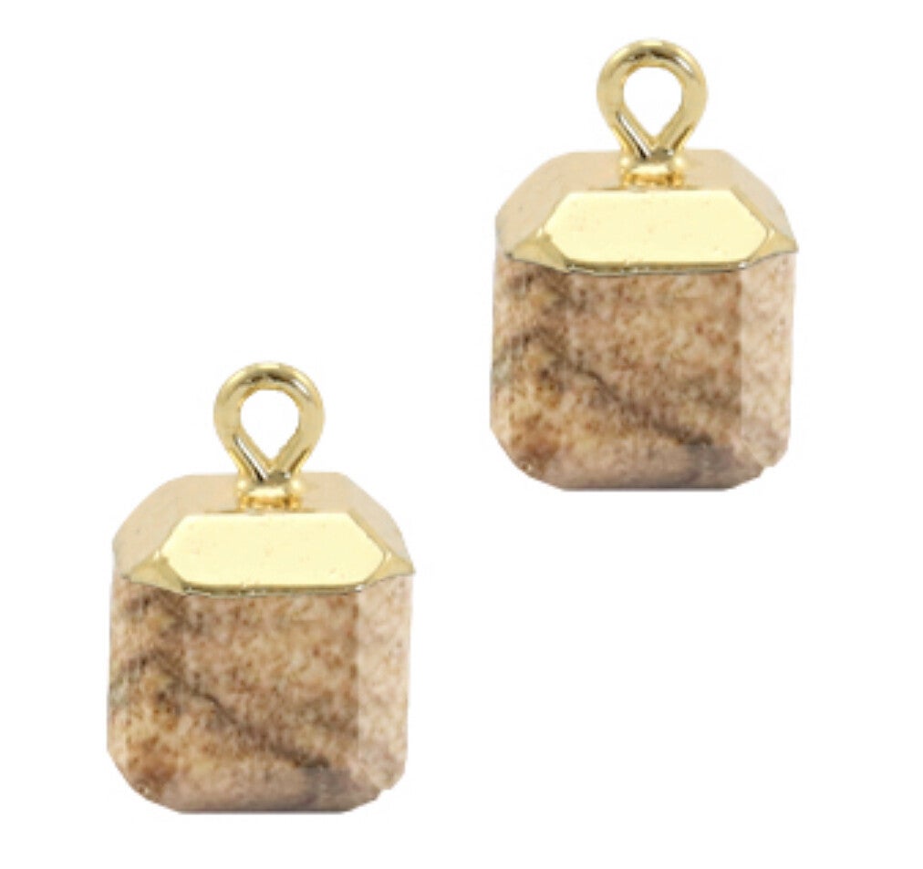 Natuursteen hanger square porcini brown gold