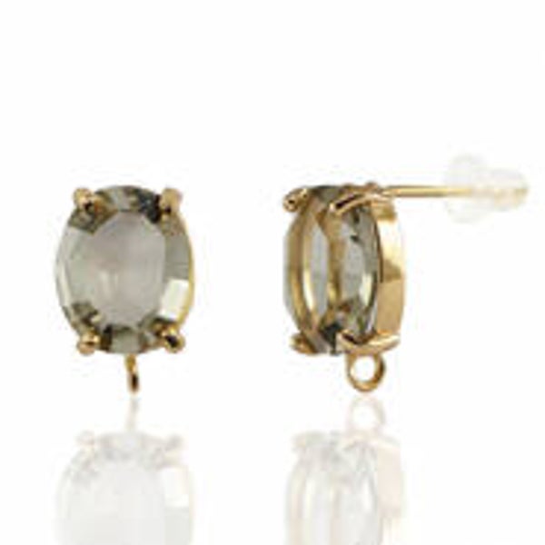 OORSTEKERS VAN CRYSTAL GLASS MET OOGJE BROWN-GOLD OVAAL