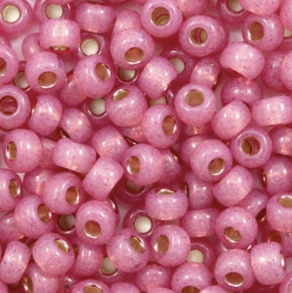 Miyuki 6/0 silverlined alabaster dyed dark rose 6-645