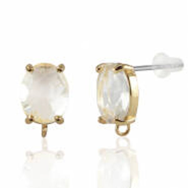 OORSTEKERS VAN CRYSTAL GLASS MET OOGJE CRYSTAL-GOLD OVAAL