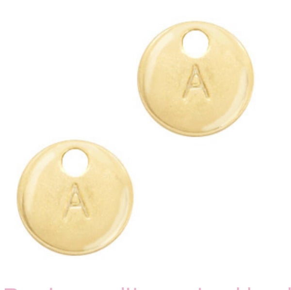 Metaal bedel initial A Goud (nikkelvrij)