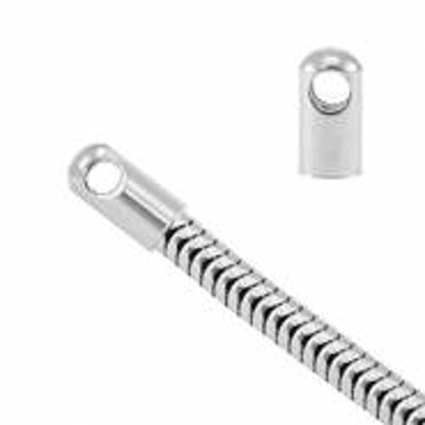 Stainless steel  (RVS)  Eindkapje voor jasseron Snake Ø3.4mm ZILVER