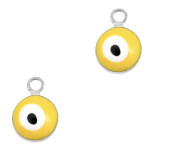 Bedel Boze oog 6mm zilver  - geel 