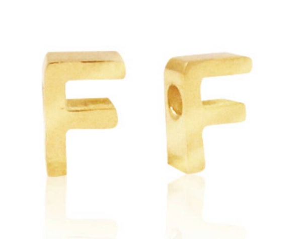 Stainless steel kraal / Hanger Letter F Goud