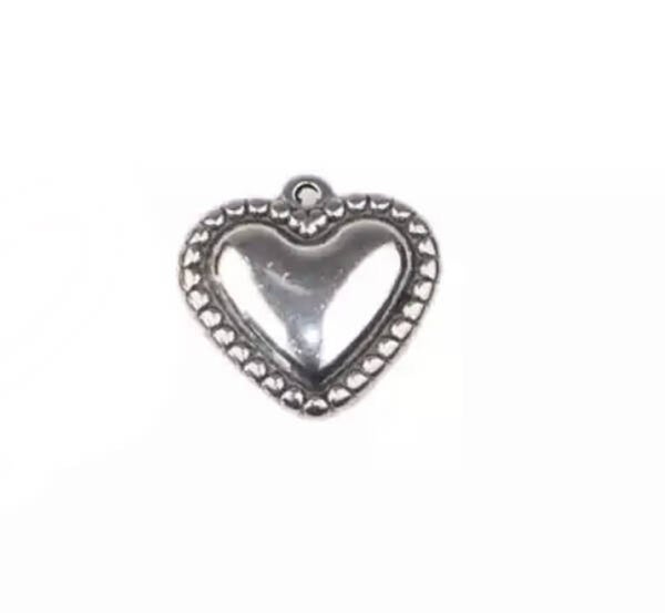 Stainless steel bedel heart zilver 15mm