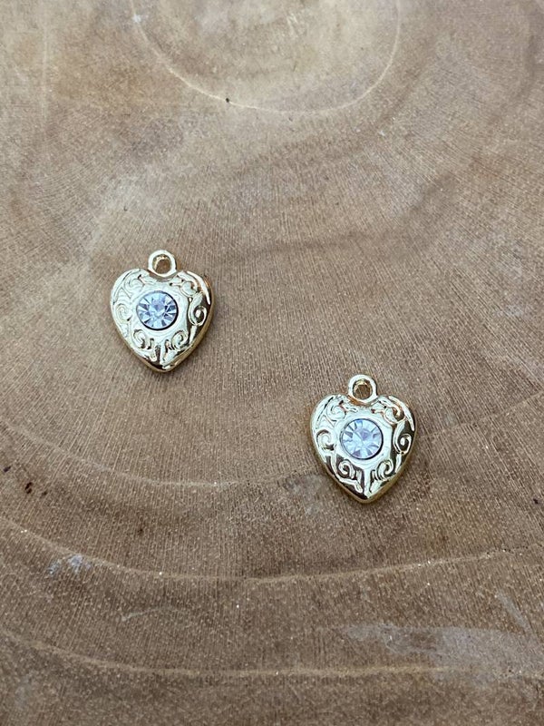 Bedel / hanger shiny heart goud