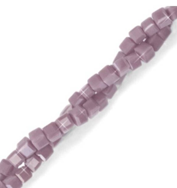 Facet kralen top quality cube 2x2mm Lavender purple-pearl shine coating