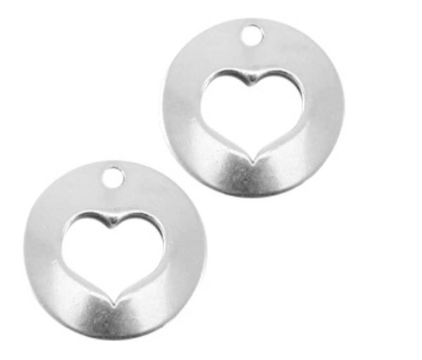 DQ bedel metaal rond met hart zilver