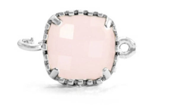 Crystal glas tussenstuk  square rose alabaster silver